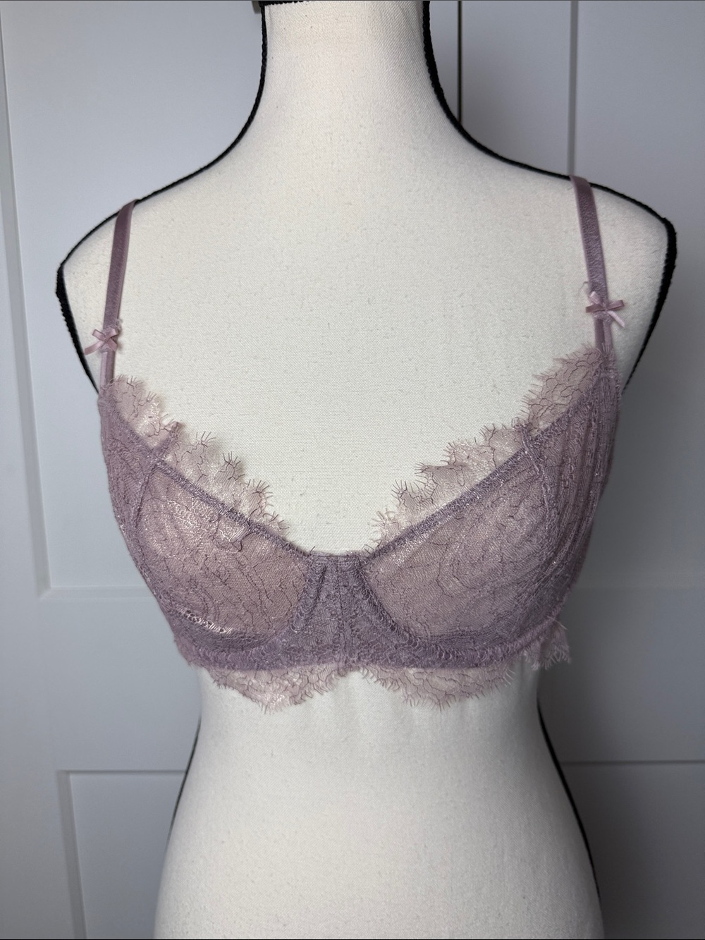 Victoria Secret Mesh unlined balconnette push up bra coquette 34C